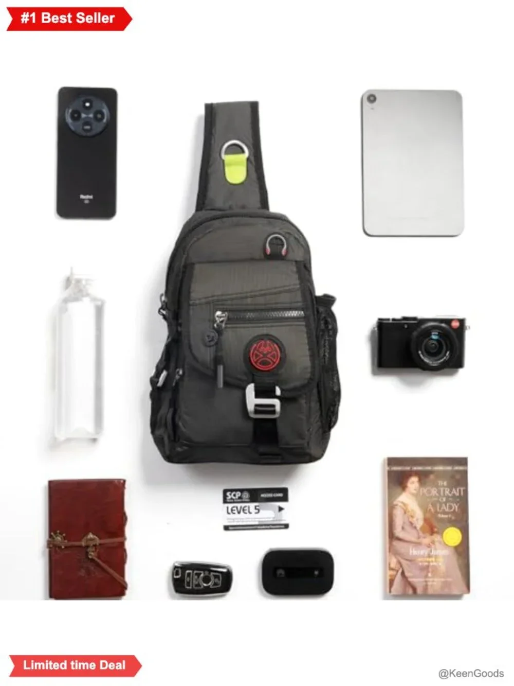 NICGID Sling Bag Chest Shoulder Backpack Water-Resistant Nylon Crossbody